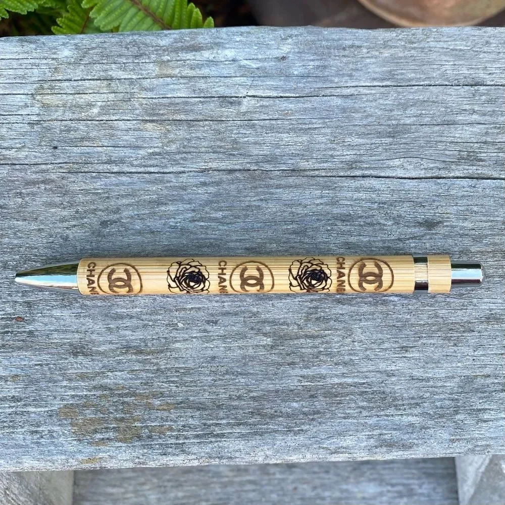 New Handmade Laser Engraved Pink Notebook/Daily Planner & Bamboo Pen Designer